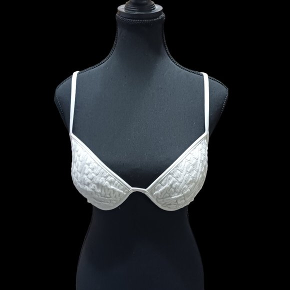 Victoria's Secret Crochet Padded Push Up White Bikini Top Size 34C - Picture 2 of 13